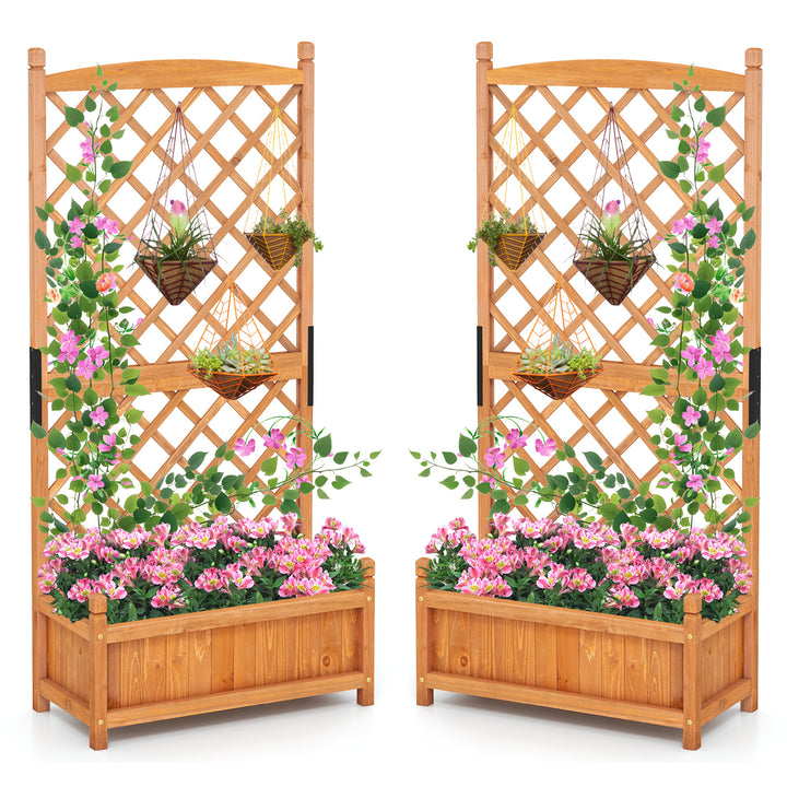 Giantex 60” Wooden Planter Container with Drainage Holes Trellis