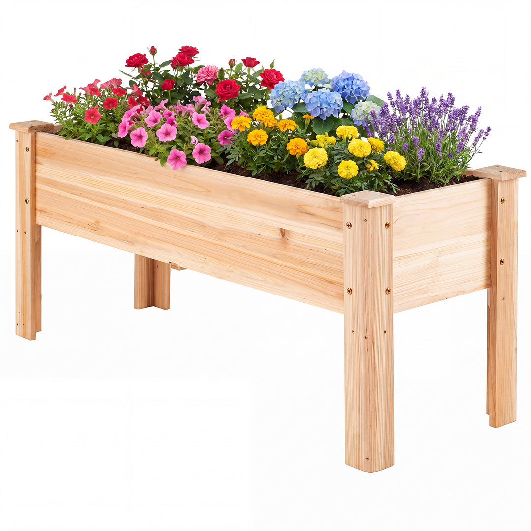 GIANTEX 47" Raised Garden Bed with Legs Elevated Fir Wood Planter