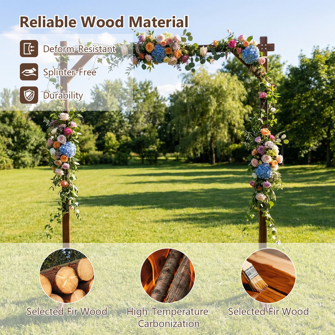 Giantex Wooden Wedding Arch for Ceremony, 7.2 FT Square Solid Wood Arbor for Wedding Backdrop Stand