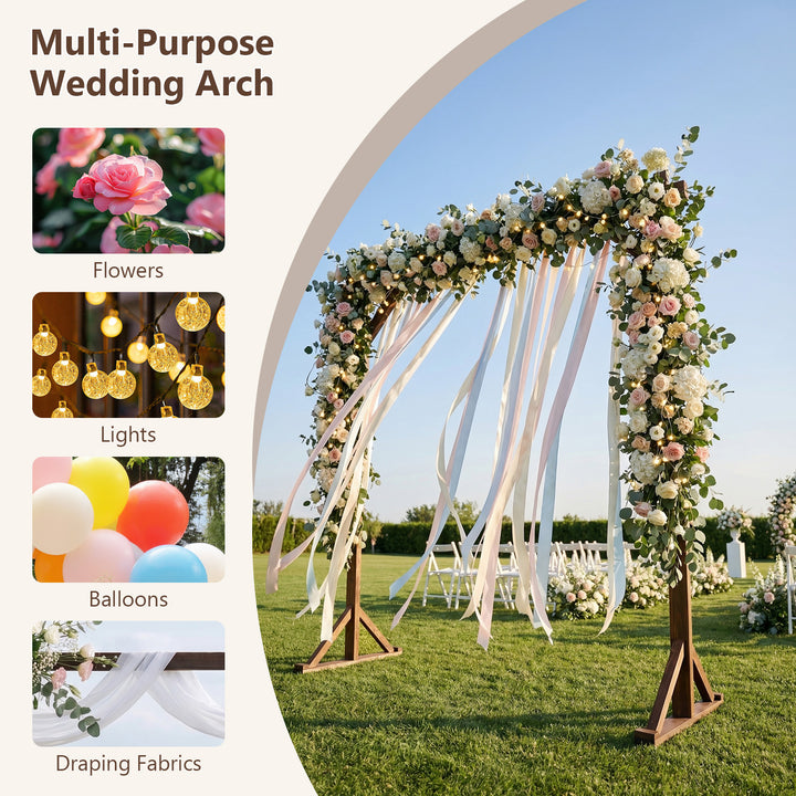 Giantex Wooden Wedding Arch for Ceremony, 7.2 FT Square Solid Wood Arbor for Wedding Backdrop Stand