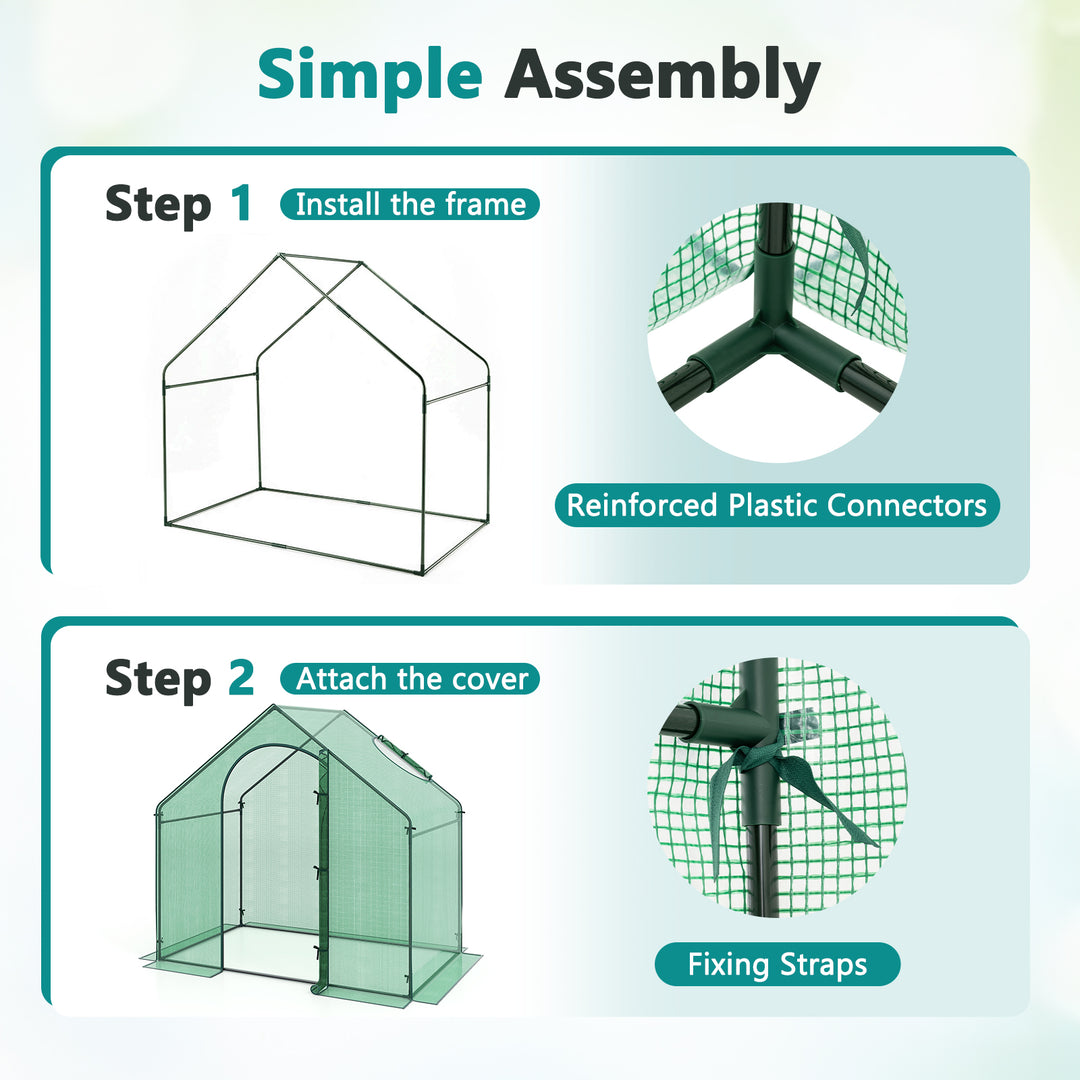 Giantex 6x3x5.5 FT Mini Walk-in Greenhouse, with Roll-up Zippered Door &amp; Window, Overlong PE Cover