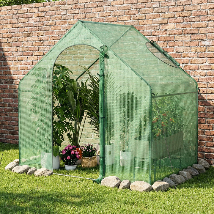 Giantex 6x3x5.5 FT Mini Walk-in Greenhouse, with Roll-up Zippered Door &amp; Window, Overlong PE Cover