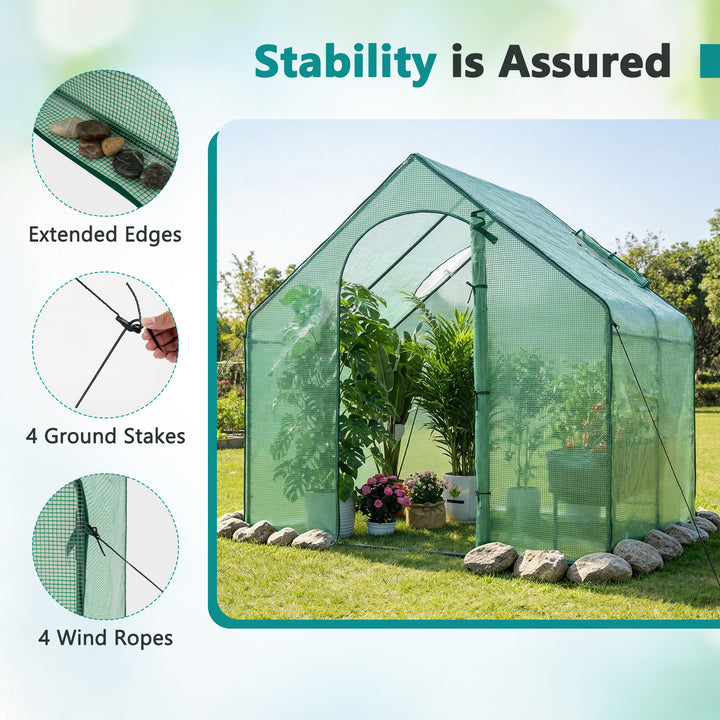 Giantex 6x3x5.5 FT Mini Walk-in Greenhouse, with Roll-up Zippered Door &amp; Window, Overlong PE Cover