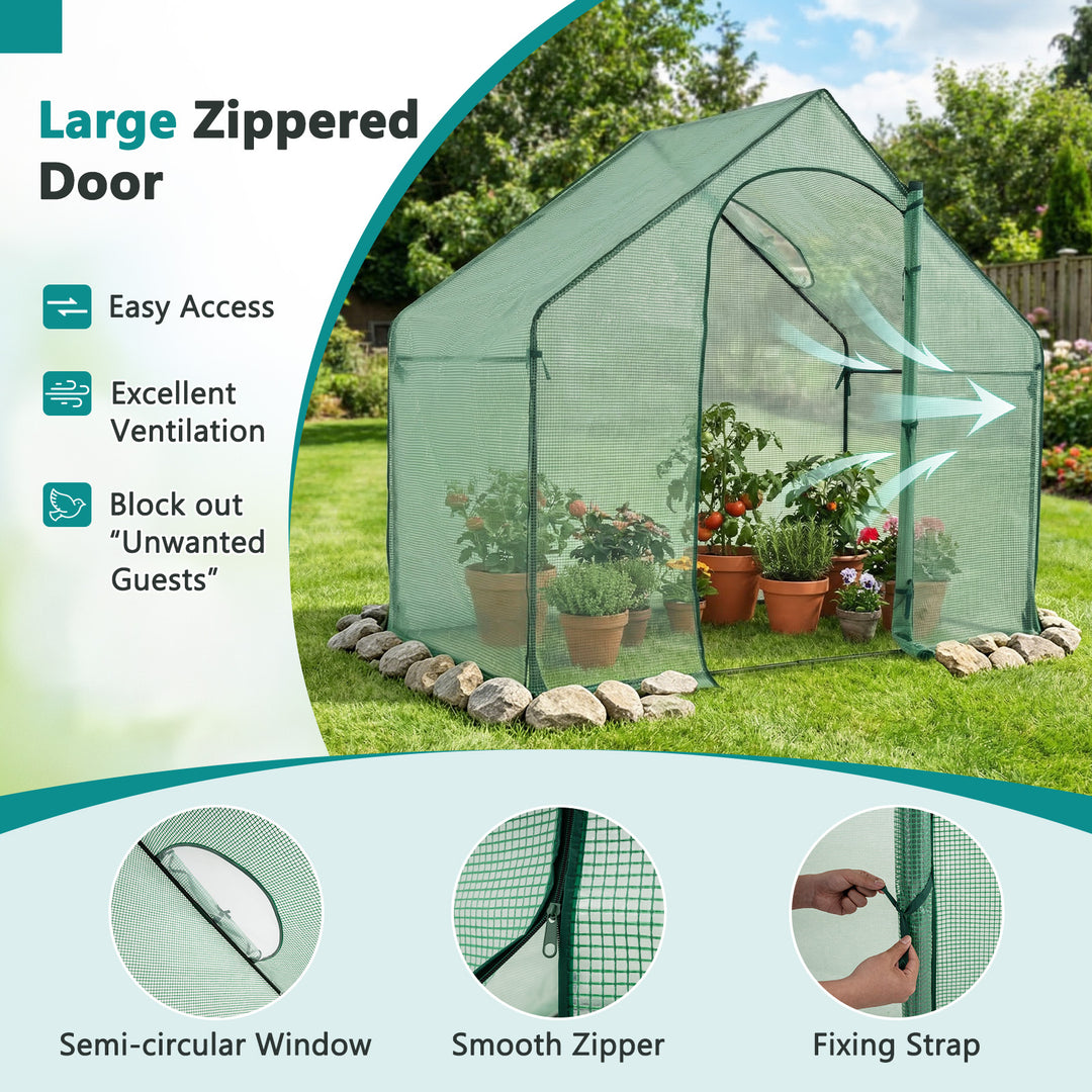 Giantex 6x3x5.5 FT Mini Walk-in Greenhouse, with Roll-up Zippered Door &amp; Window, Overlong PE Cover