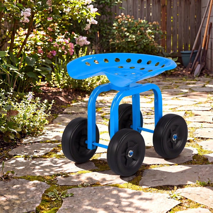 Giantex Garden Cart, Rolling Workseat with 4 Wheels, Garden Stool 360-degree Swivel Work Seat &amp; Adjustable Heigh