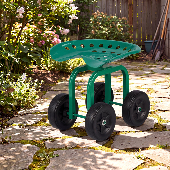 Giantex Garden Cart, Rolling Workseat with 4 Wheels, Garden Stool 360-degree Swivel Work Seat &amp; Adjustable Heigh