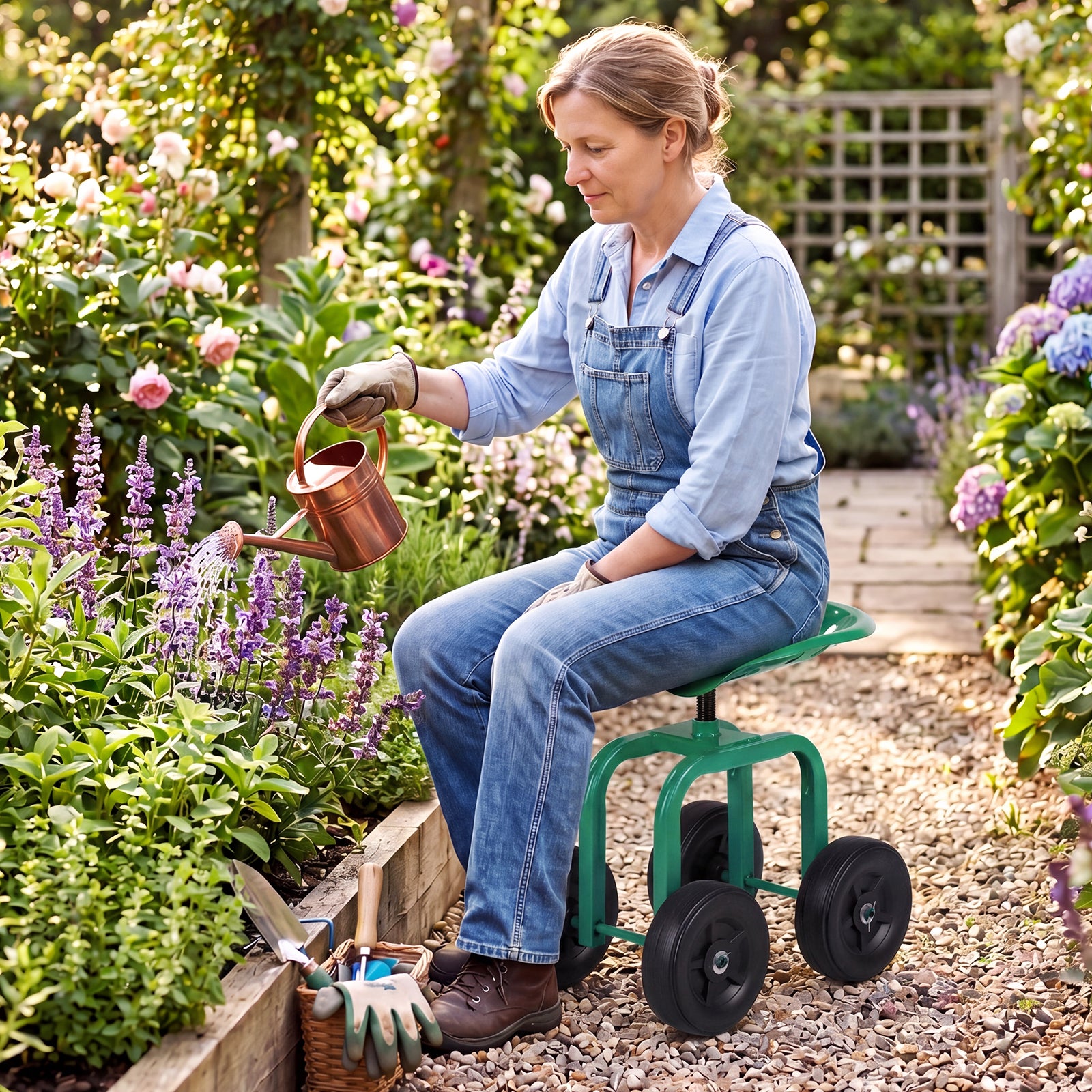 Giantex Garden Cart Rolling Workseat - Thumbnail 2