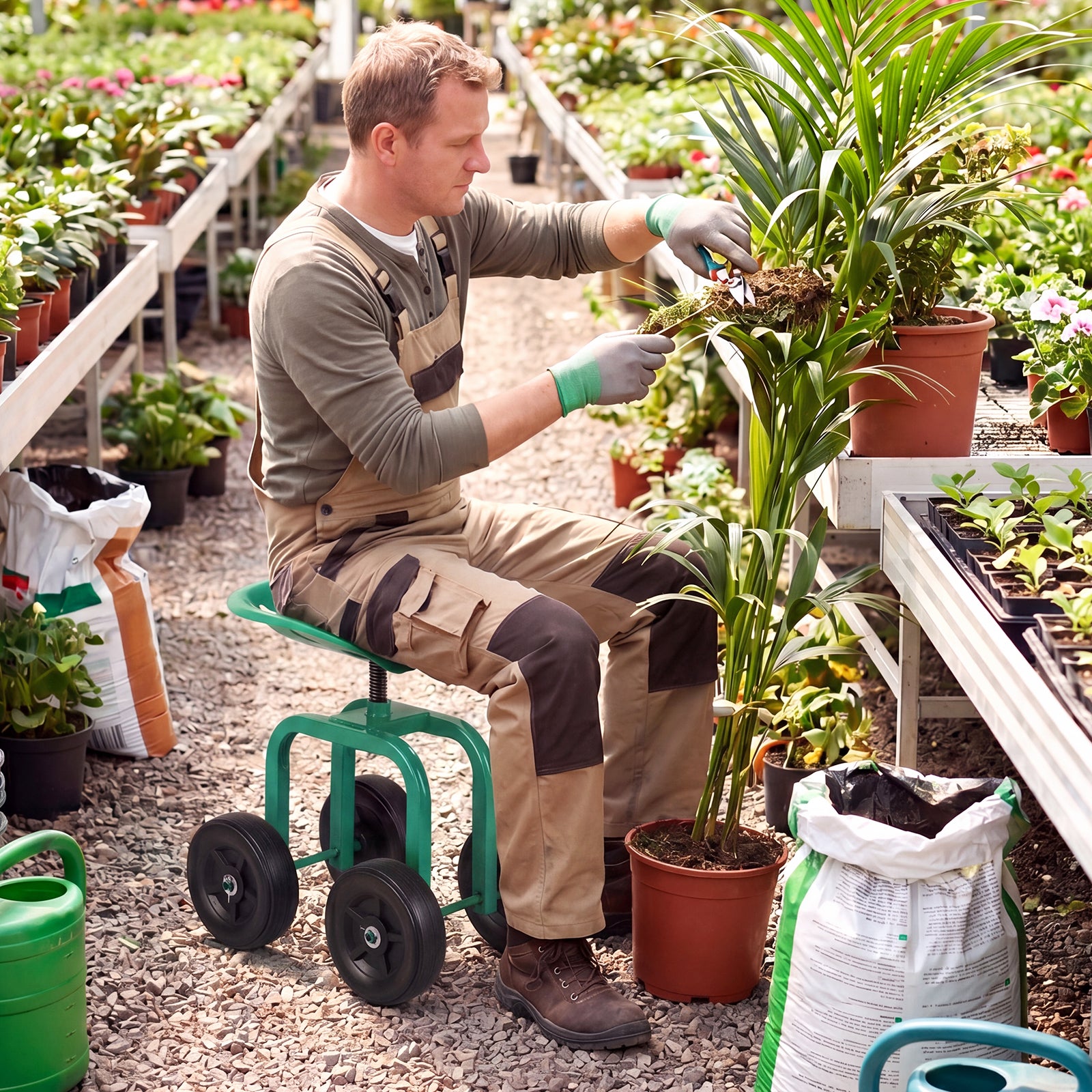 Giantex Garden Cart Rolling Workseat - Thumbnail 3