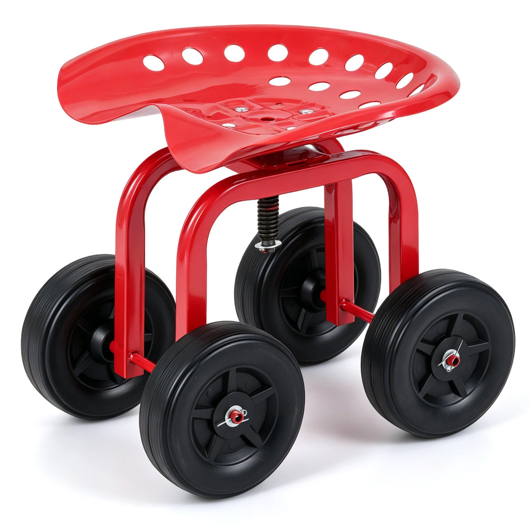 Giantex Garden Cart, Rolling Workseat with 4 Wheels, Garden Stool 360-degree Swivel Work Seat &amp; Adjustable Heigh