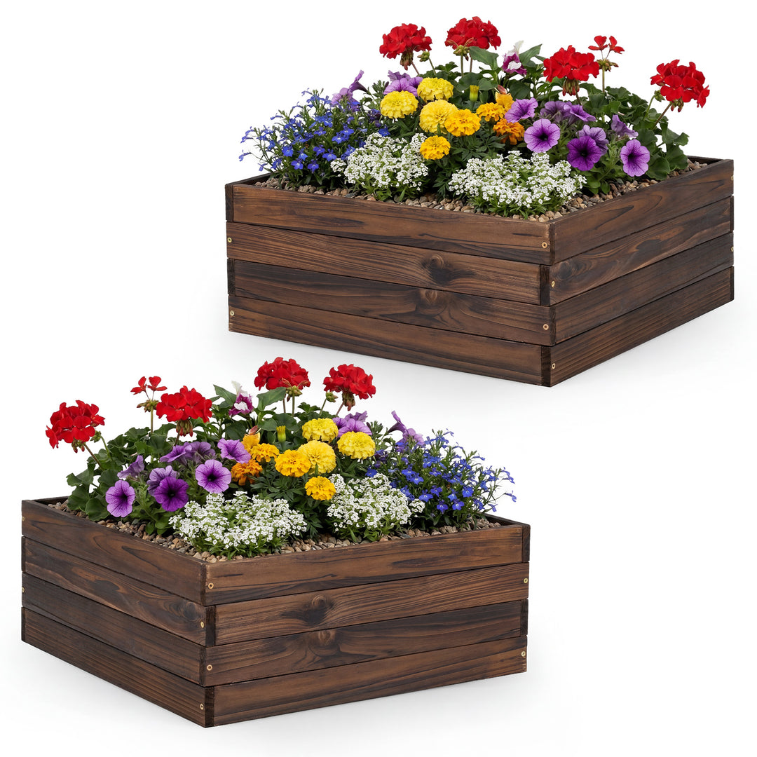 Giantex 23" x 23" Square Wooden Raised Garden Bed (1/2)