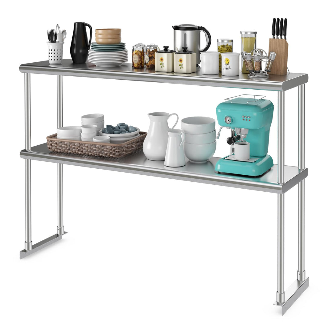 Giantex 48 Inch Stainless Steel Overshelf with Adjustable Lower Shelf