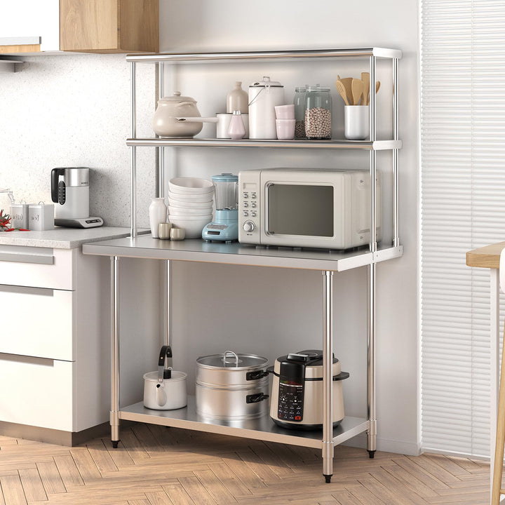 Giantex 48 Inch Stainless Steel Overshelf with Adjustable Lower Shelf