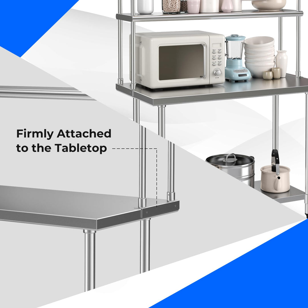 Giantex 48 Inch Stainless Steel Overshelf with Adjustable Lower Shelf
