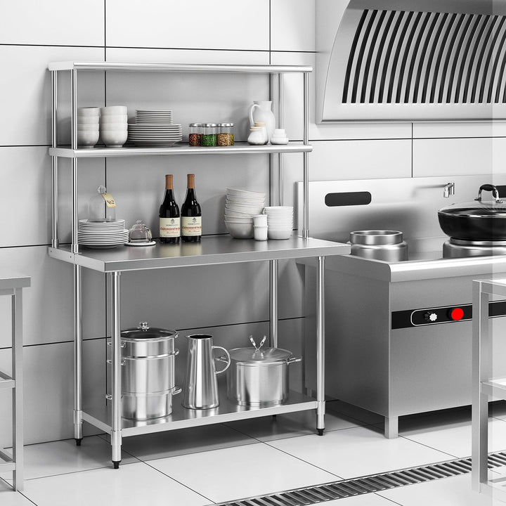 Giantex 48 Inch Stainless Steel Overshelf with Adjustable Lower Shelf