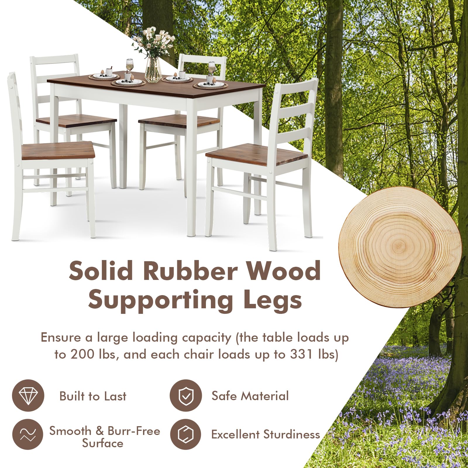  5-Piece Dining Set of 4 - Giantex