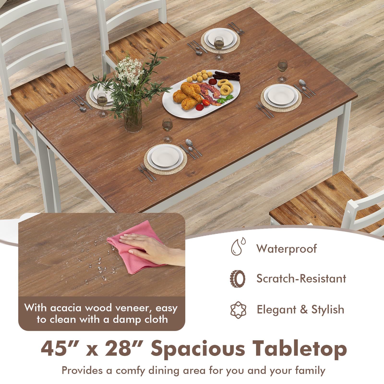  5-Piece Dining Set of 4 - Giantex