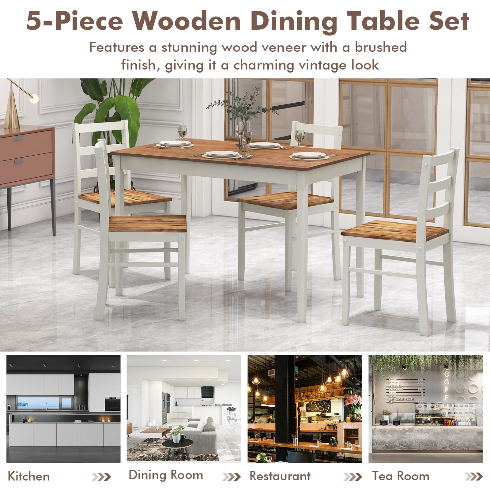  5-Piece Dining Set of 4 - Giantex