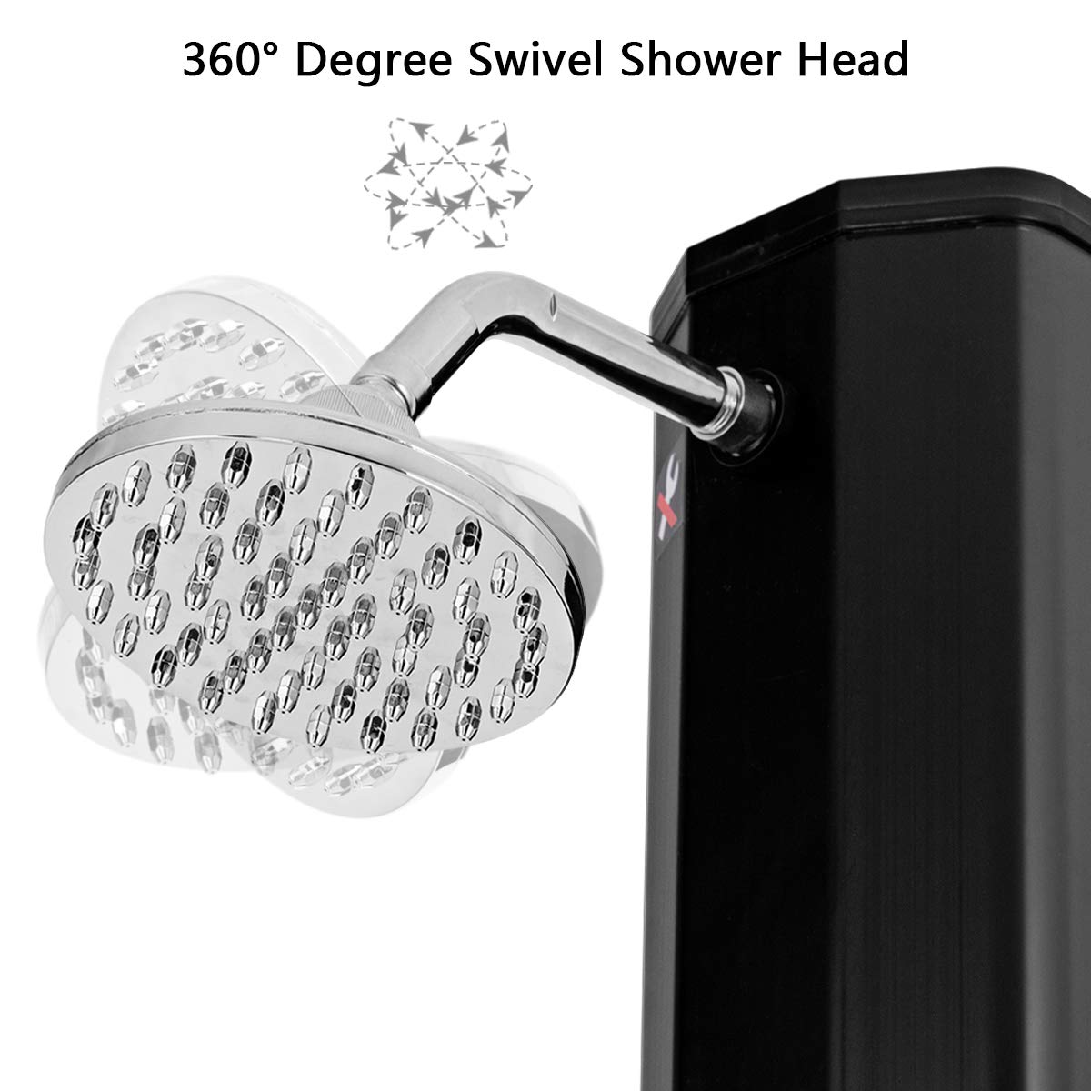7.2Ft 9.3 Gallon 2-Section Solar Heated Shower W/Shower
