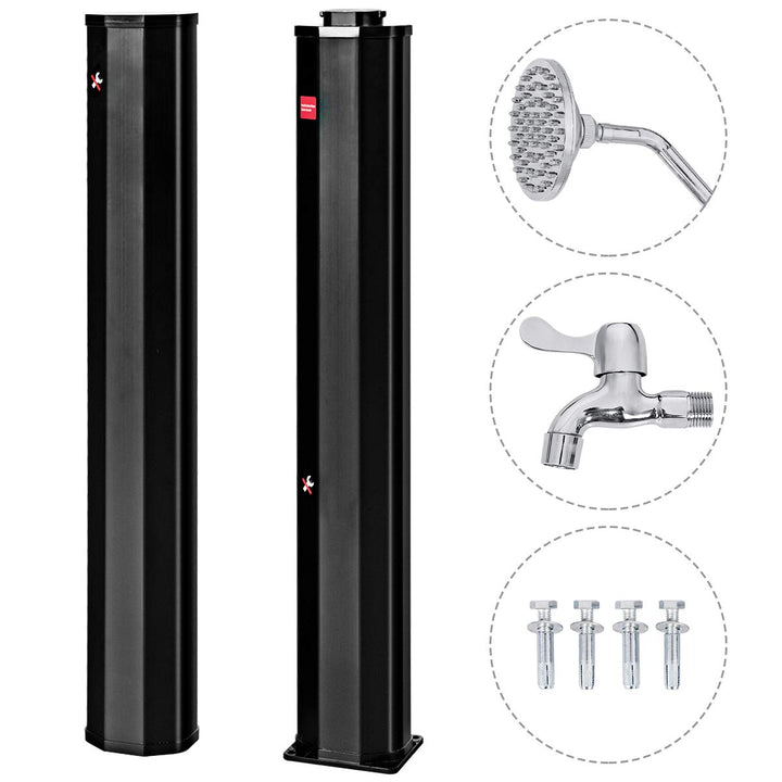 7.2Ft 9.3 Gallon 2-Section Solar Heated Shower W/Shower