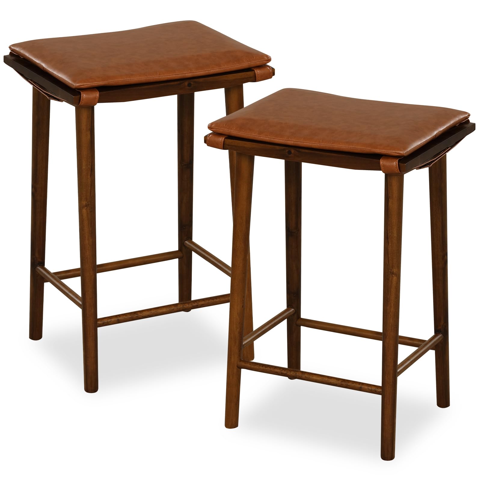 Giantex Bar Stools Set of 4, Wooden Backless Barstools for Kitchen Island