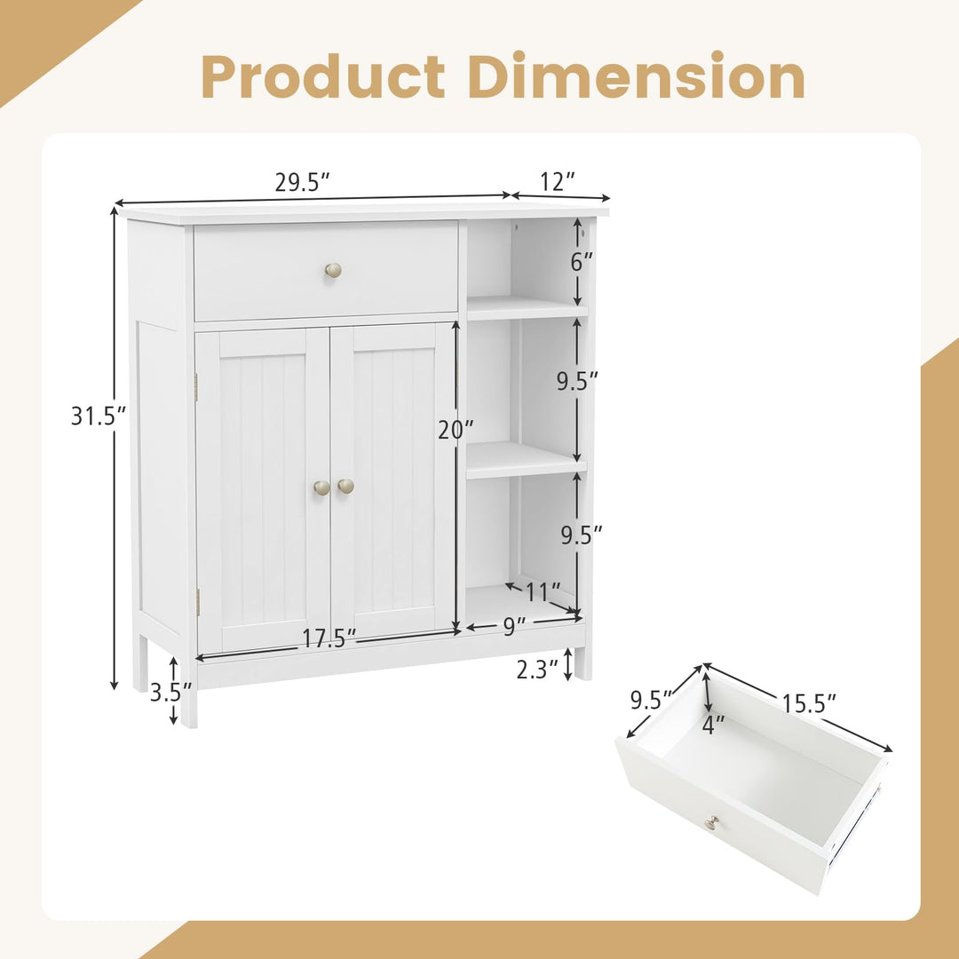 Giantex Bathroom Storage Cabinet with Drawer - Floor Cabinet w/ 3 Open Shelves