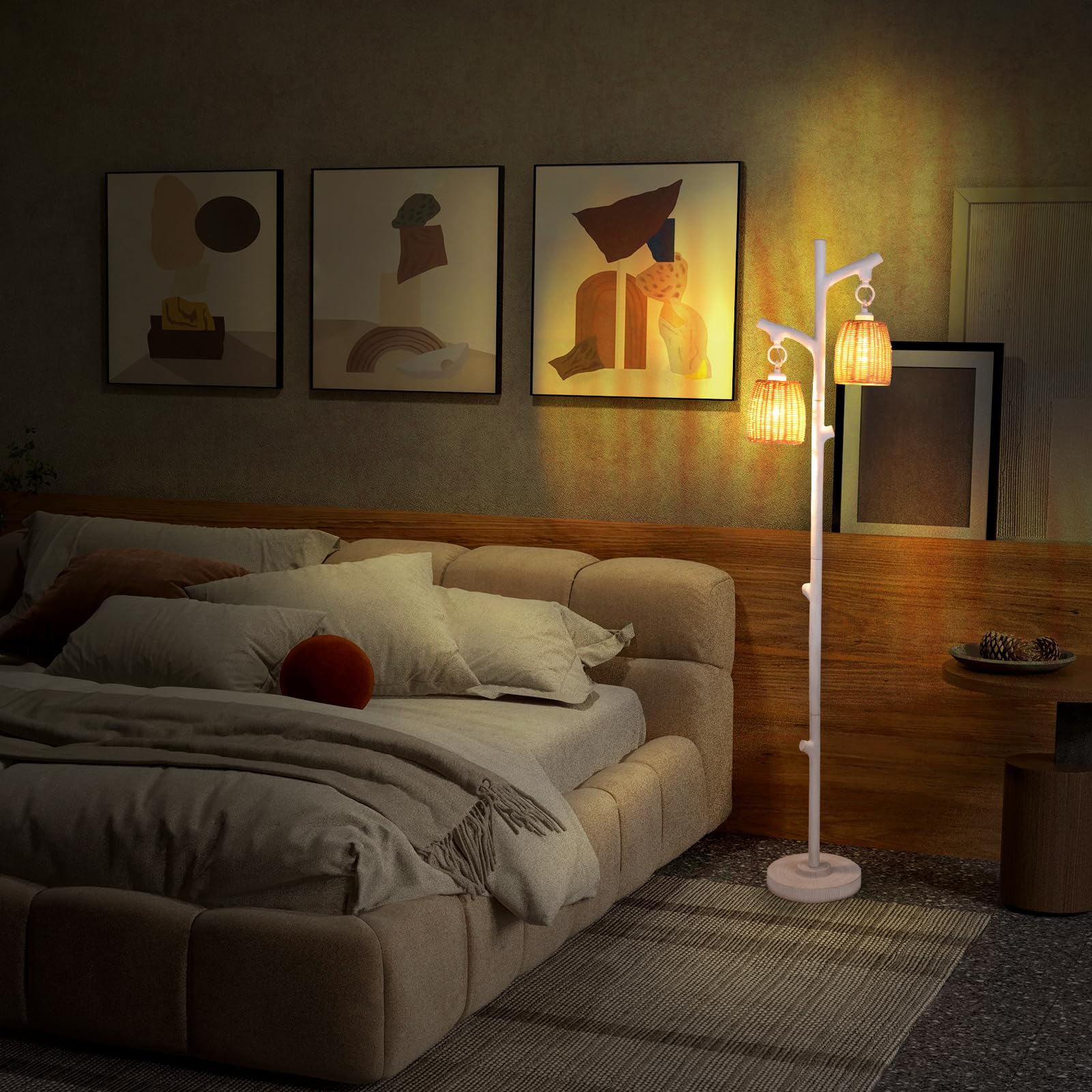 Giantex Farmhouse Tree Floor Lamp with 2 Lights