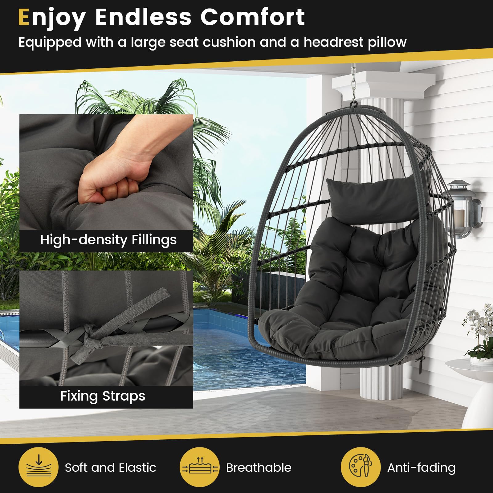 Giantex Foldable Hanging Egg Chair - Egg Swing Hammock Chair