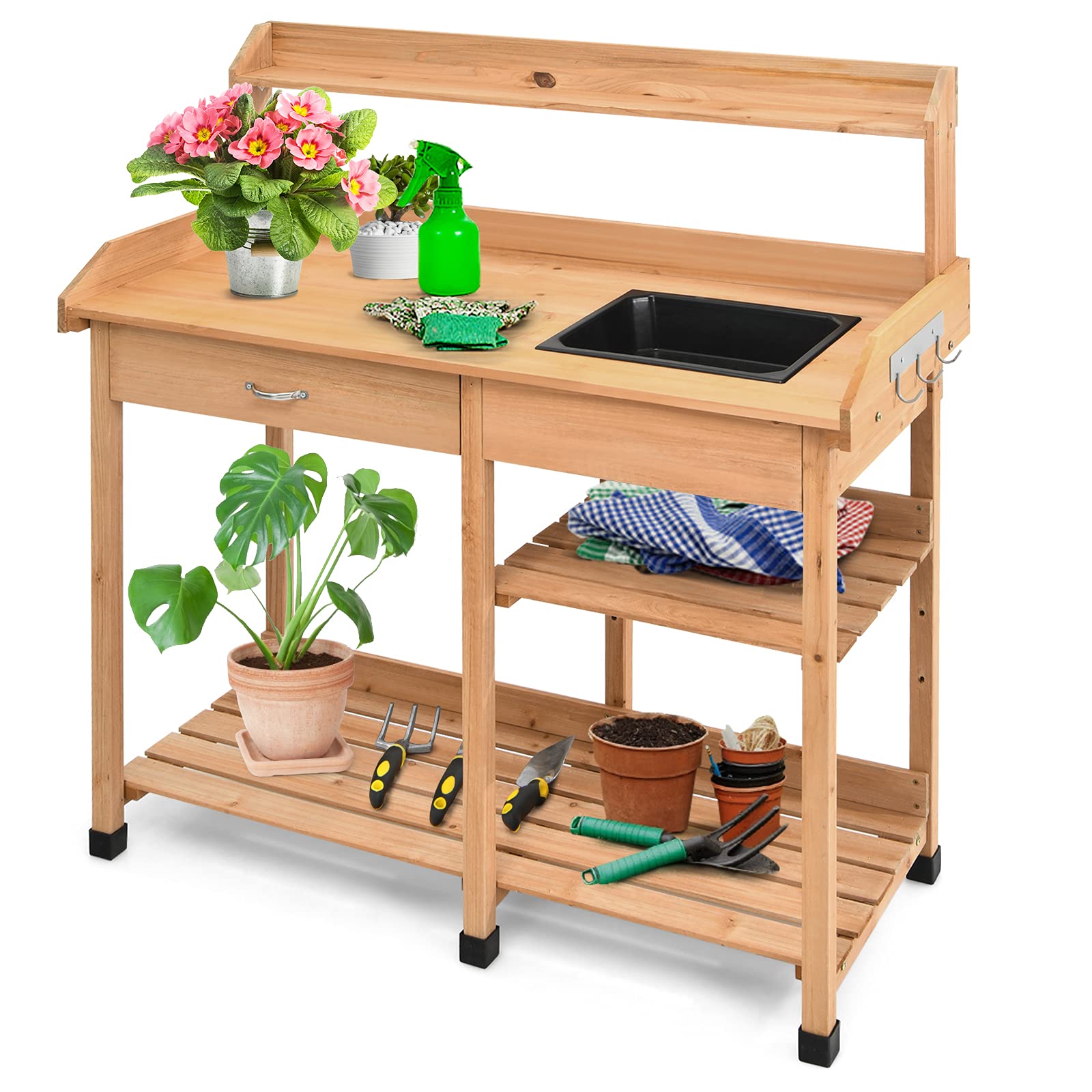 Garden Potting Bench Table Wood Potting Work Table