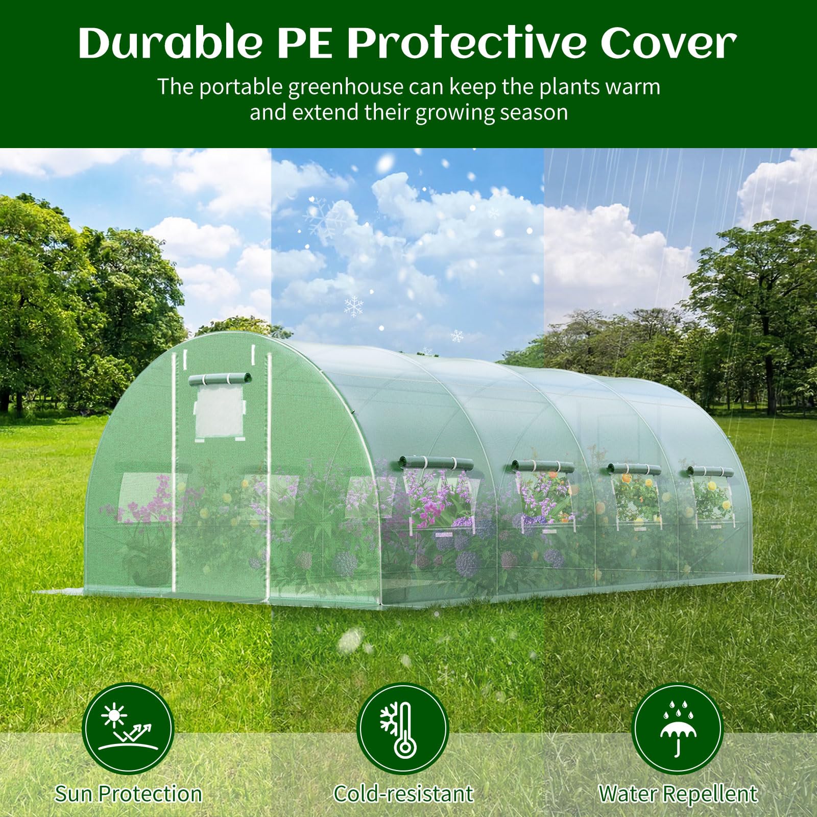 Giantex Greenhouse, 20 x 10 x 6.6 FT Large Walk in Greenhouse Outdoor