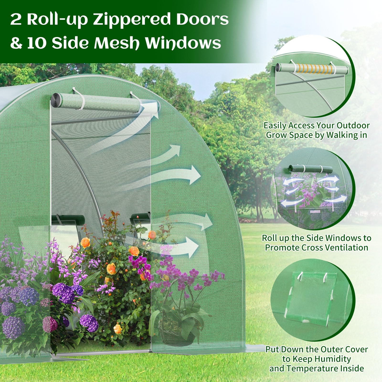 Giantex Greenhouse, 20 x 10 x 6.6 FT Large Walk in Greenhouse Outdoor