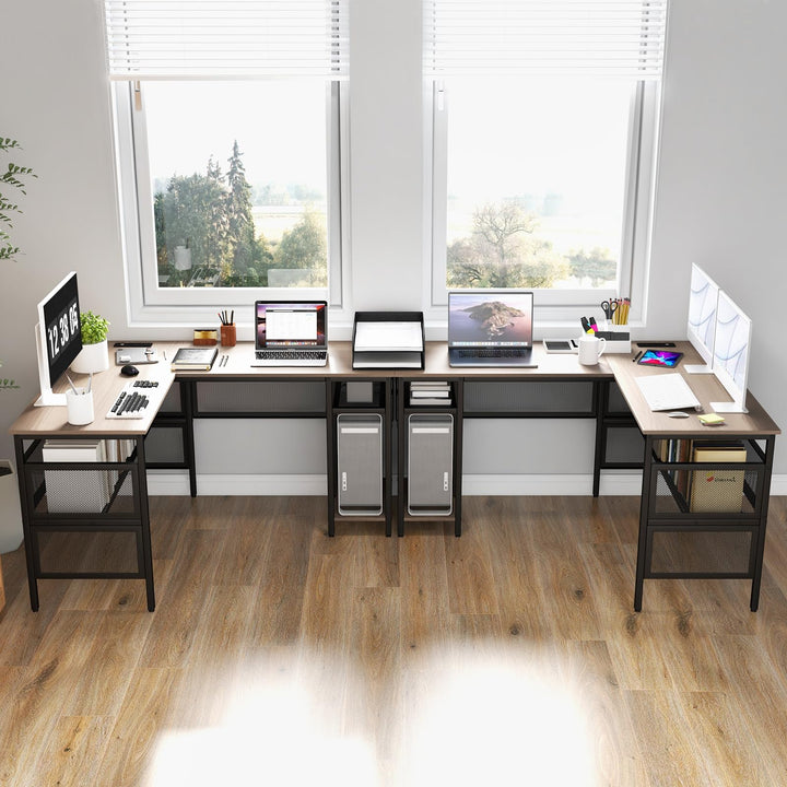 Giantex L Shaped Desk with Power Outlets & USB Ports