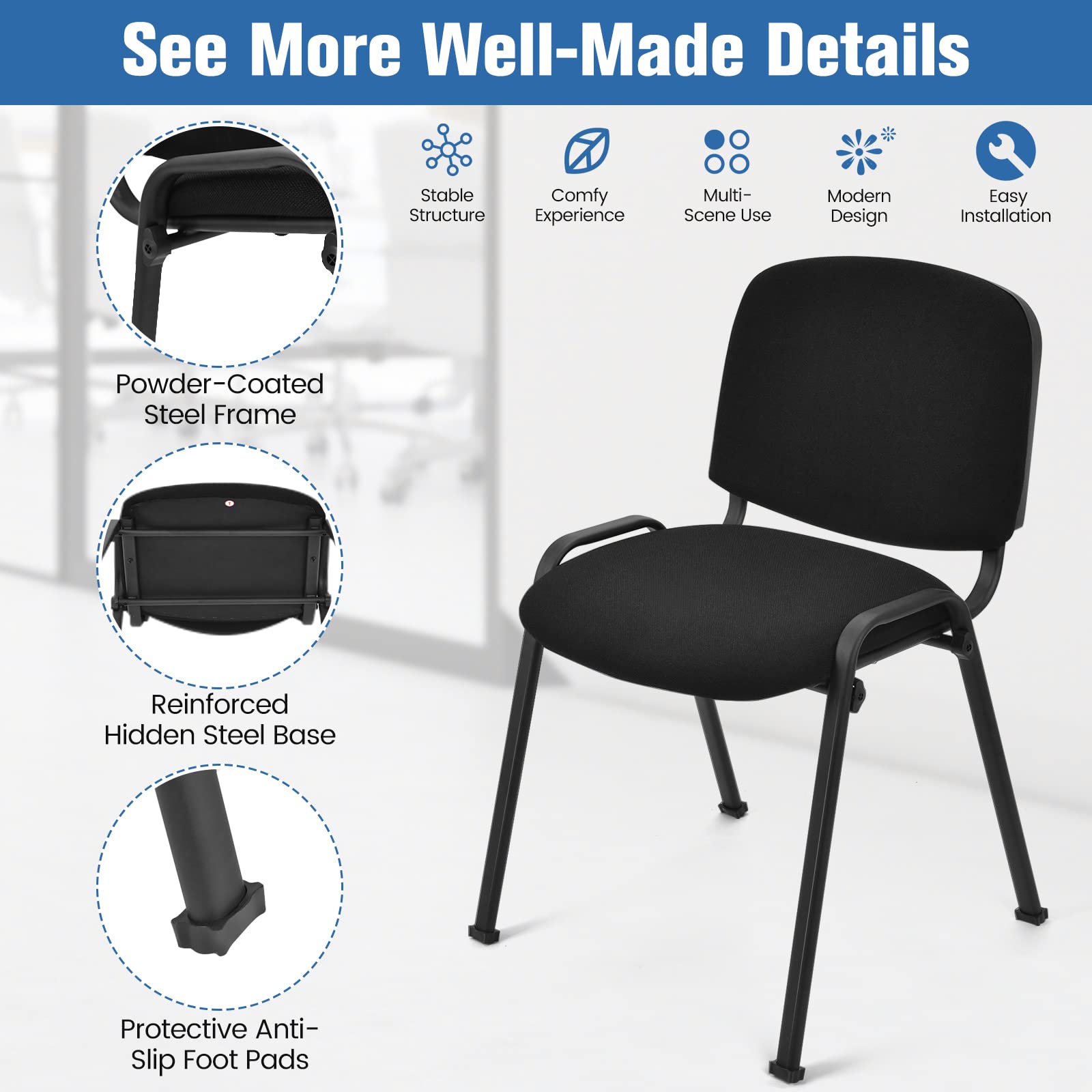 Conference Chair Elegant Design Stackable Office