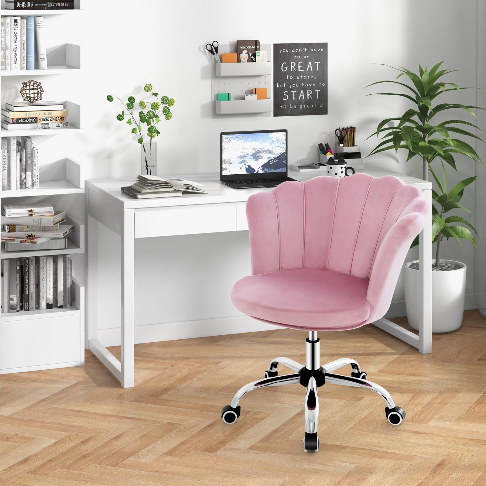 Giantex Velvet Office Desk Chair Pink