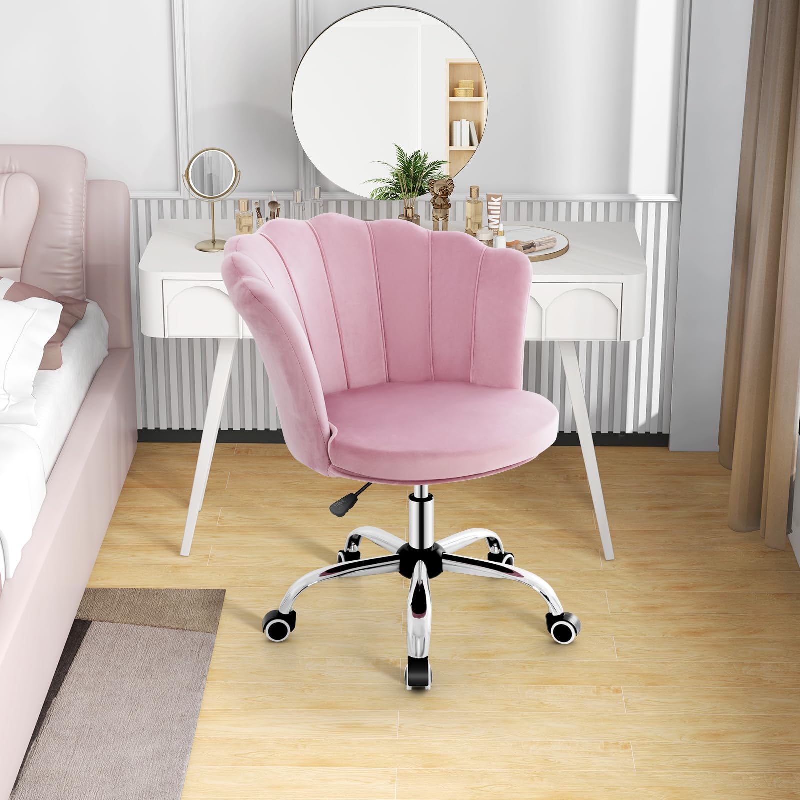 Giantex Velvet Office Desk Chair Pink
