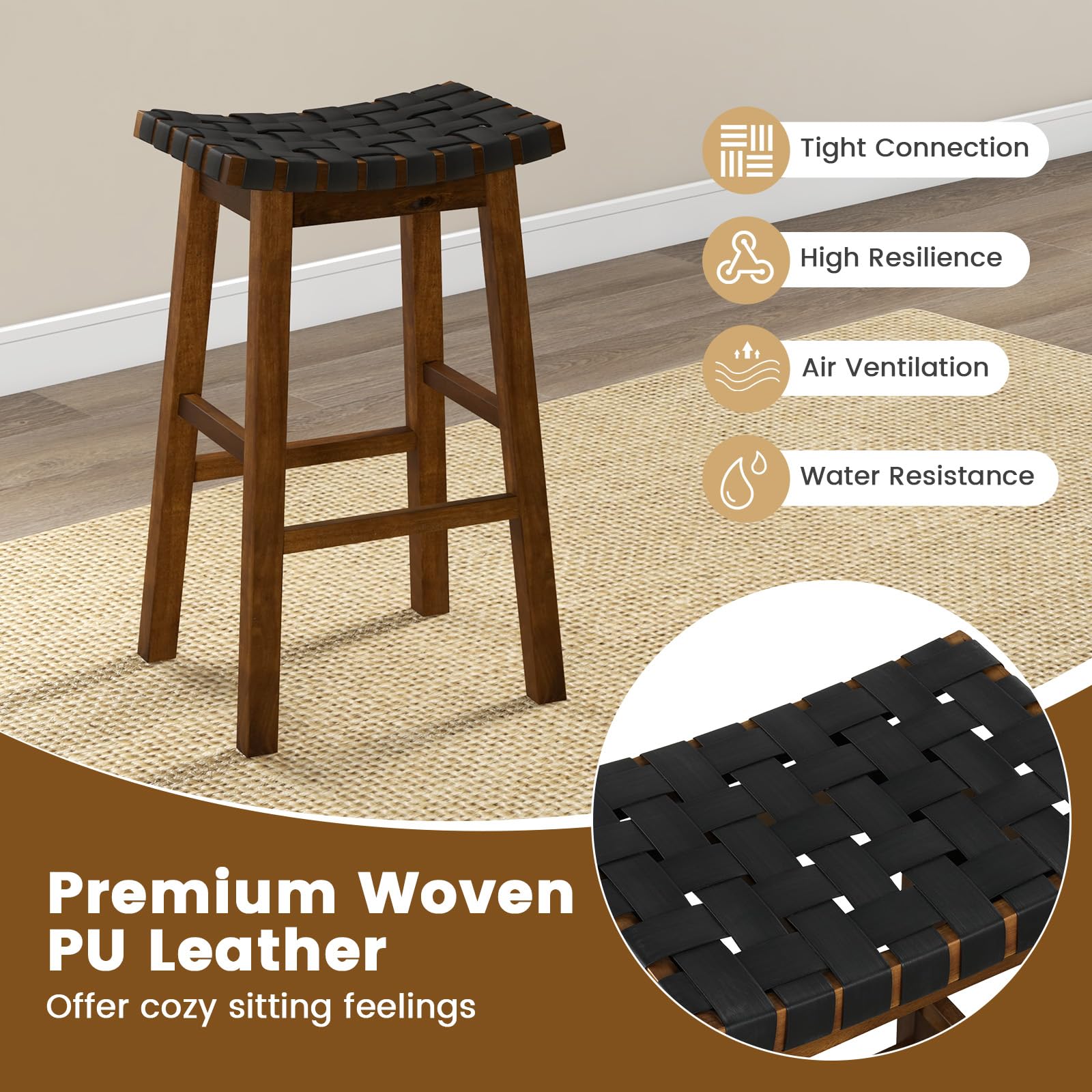 Giantex Woven Saddle Stools Set of 2