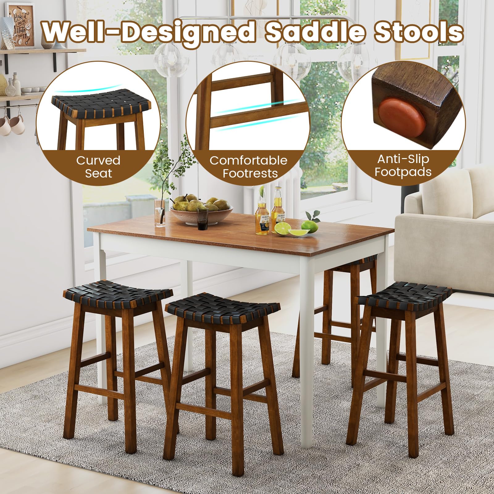 Giantex Woven Saddle Stools Set of 2