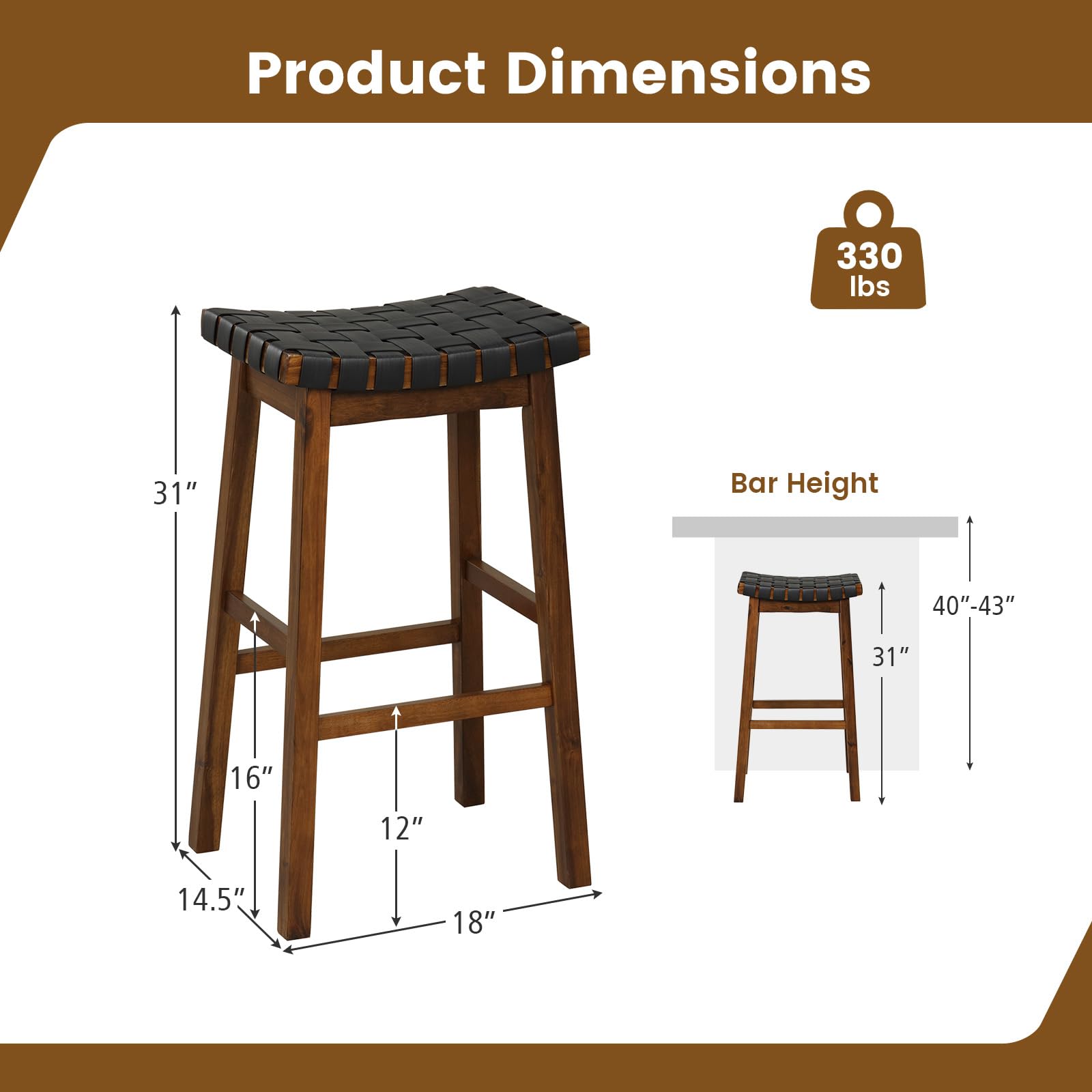 Giantex Woven Saddle Stools Set of 2