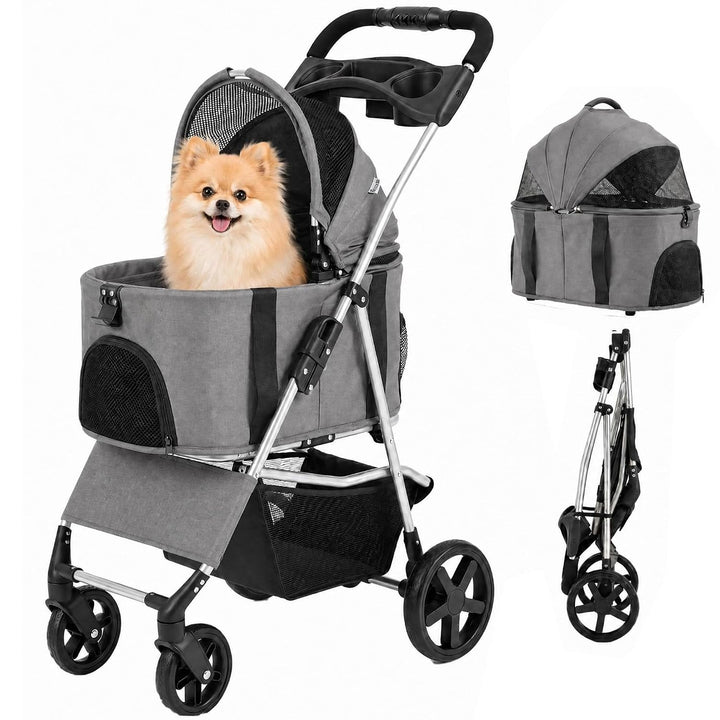 GIANTEX Dog Stroller for Small Dogs &amp; Cats with Detachable Carrier