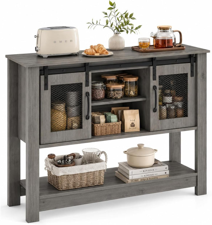 GIANTEX 40" Farmhouse Sideboard Buffet w/Sliding Barn Doors