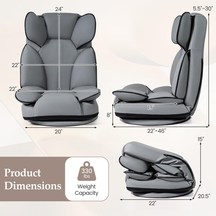 Giantex 360° Swivel Floor Gaming Chair with 6-Position Adjustable Backrest &amp; Sponge Filling