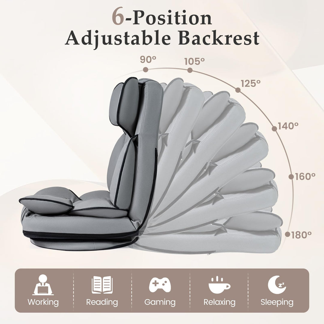 Giantex 360° Swivel Floor Gaming Chair with 6-Position Adjustable Backrest &amp; Sponge Filling