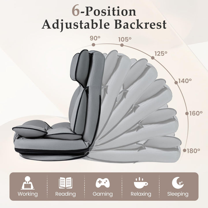 Giantex 360° Swivel Floor Gaming Chair with 6-Position Adjustable Backrest &amp; Sponge Filling