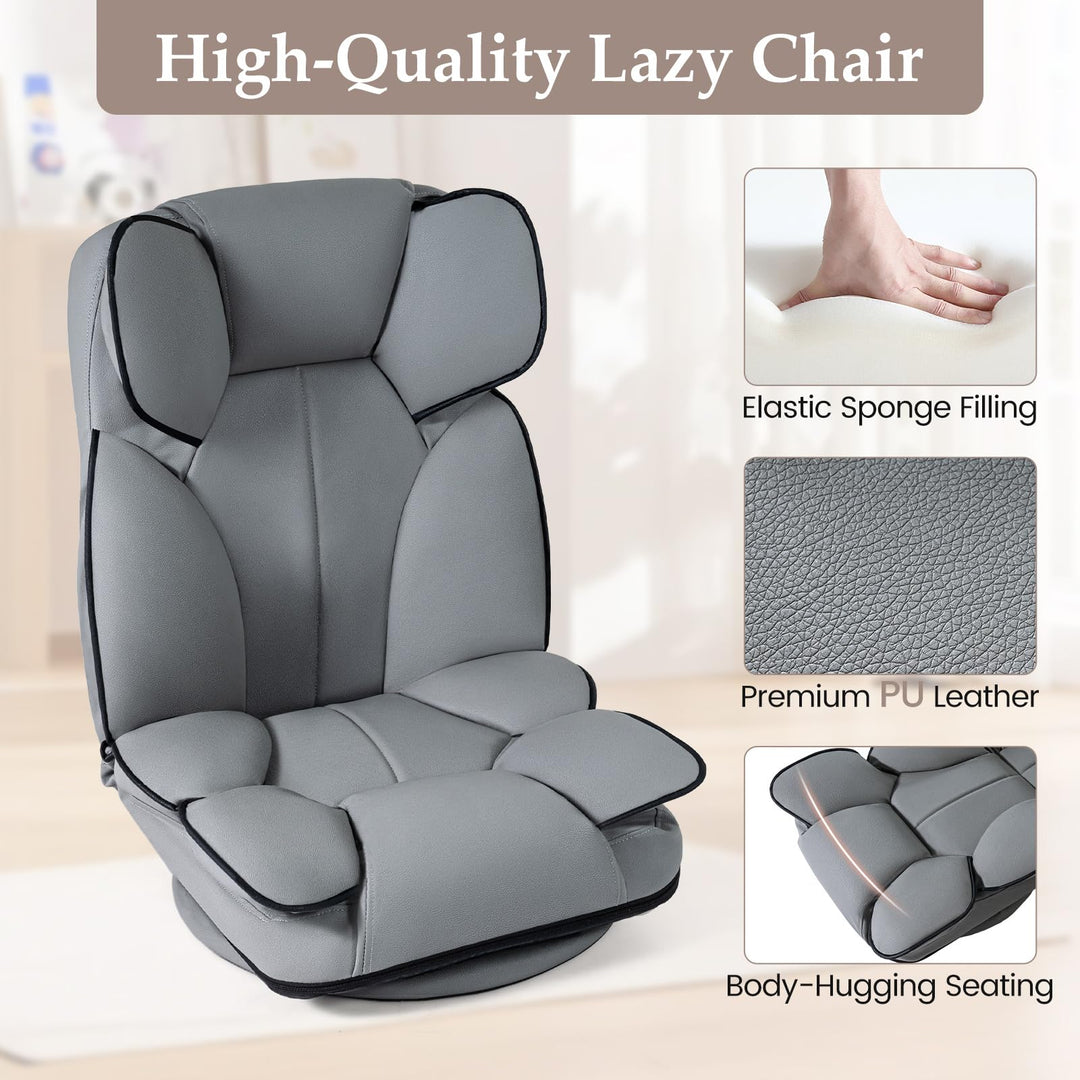 Giantex 360° Swivel Floor Gaming Chair with 6-Position Adjustable Backrest &amp; Sponge Filling