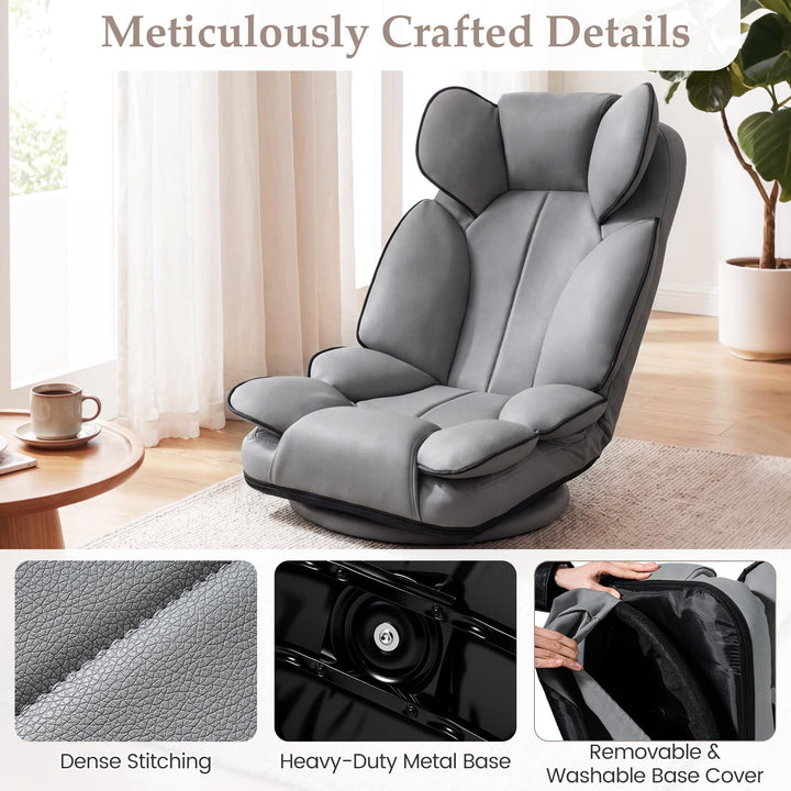 Giantex 360° Swivel Floor Gaming Chair with 6-Position Adjustable Backrest &amp; Sponge Filling