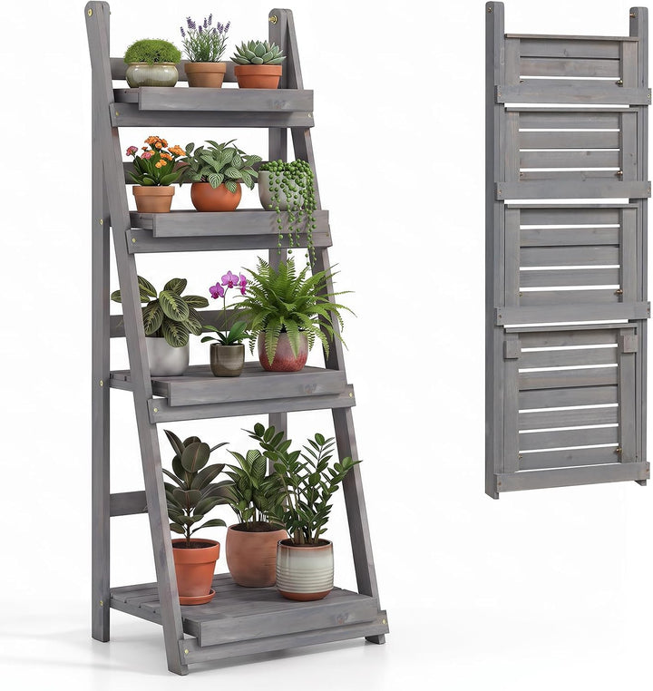 GIANTEX Foldable Wooden Plant Stand
