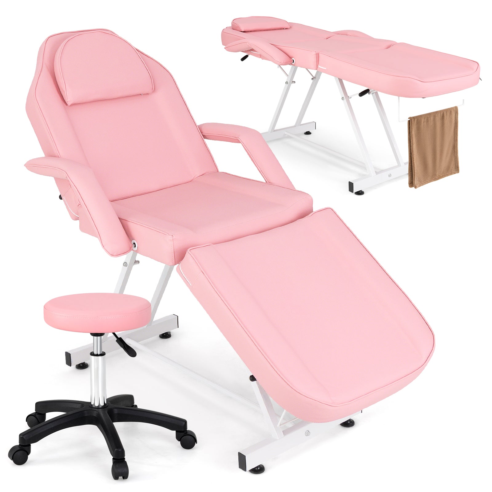 Giantex 73" Facial Chair with Hydraulic Stool, Tattoo Chair with with Adjustable Backrest & Legrest