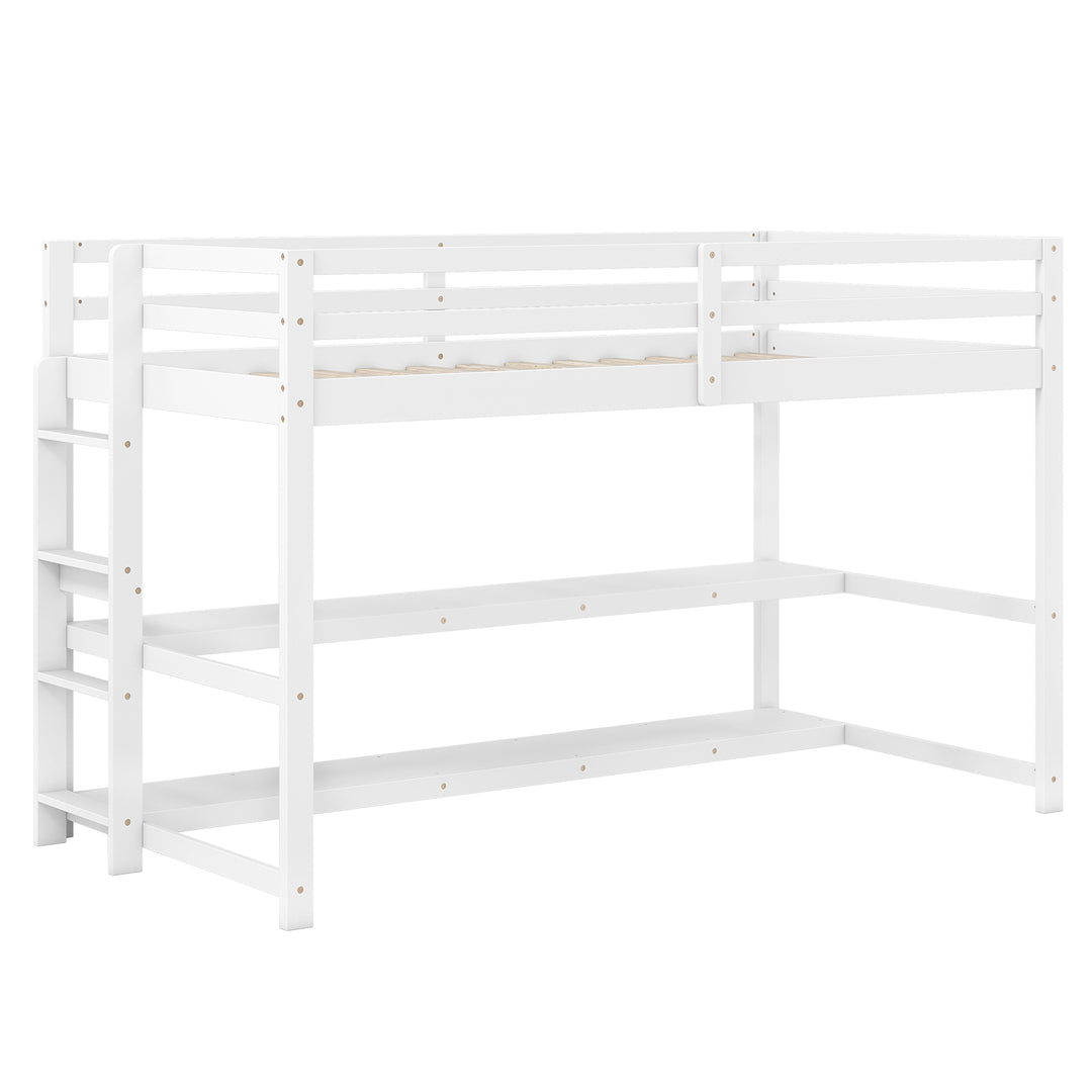 Giantex Twin Low Loft Bed with Storage Shelves