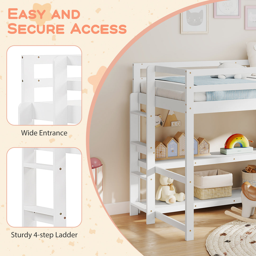Giantex Twin Low Loft Bed with Storage Shelves