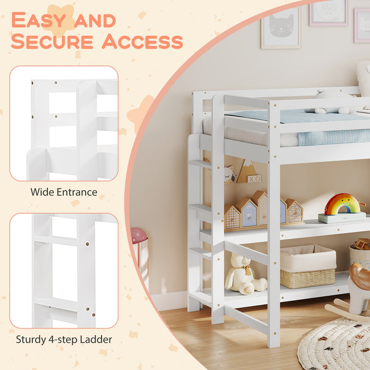 Giantex Twin Low Loft Bed with Storage Shelves