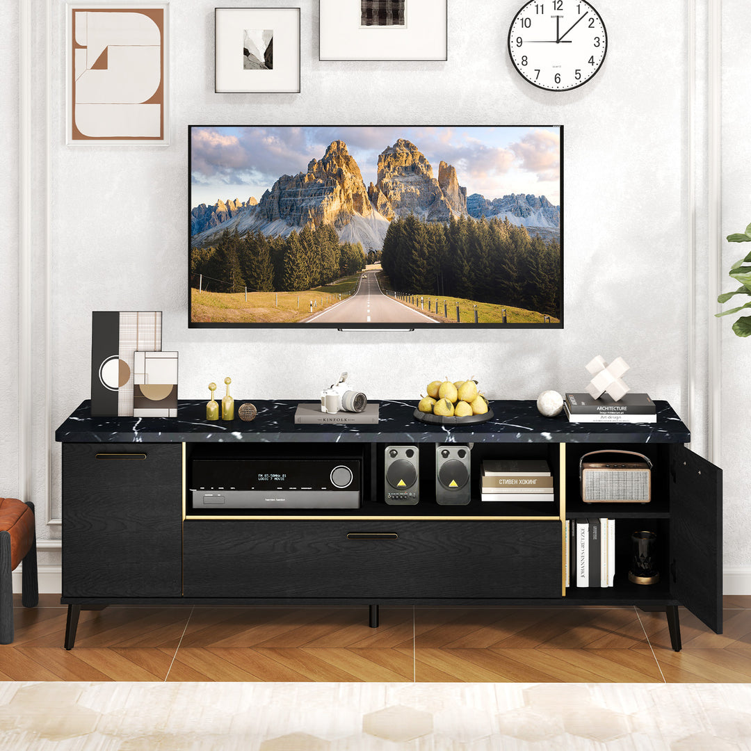 Giantex TV Stand for TVs up to 75", 63-Inch Mid Century Modern Entertainment Center with Flip Door Cabinet